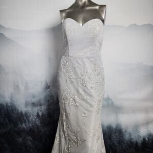 Hayley Paige Occasions Gray Sweetheart Strapless Gown | Women's 10